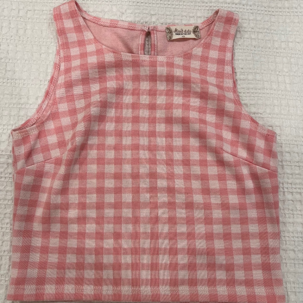 Altar'd State Pink Gingham Cropped Tank, Springtime, Crop tops, Pink, XS